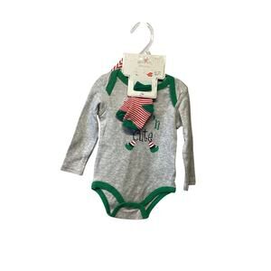 Blooming Baby NWT Elf'n Cute Bodysuit, Hat & Socks 3 Piece Christmas Set 3/6 M
